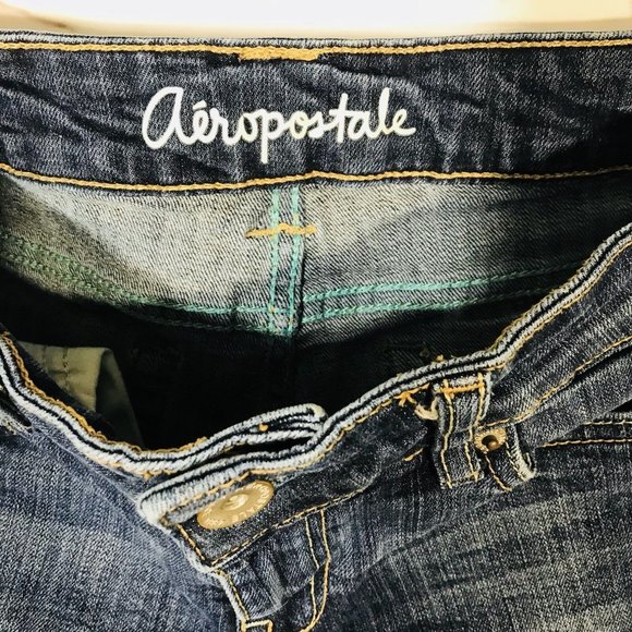 Aero Jean Shorts  Womens Size 00 Denim Rolled Cuff  Boyfriend Cut Aeropostale - Picture 4 of 5